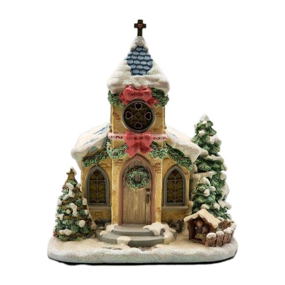 Hawthorne Village Precious Moments Holy Night Chapel Illuminated VTG 2001 Boxed - Picture 1 of 16